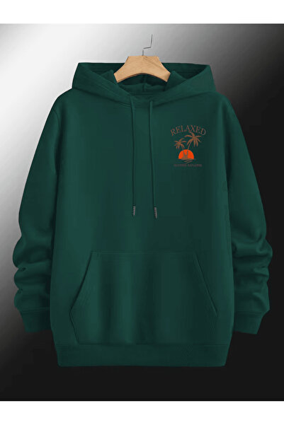 ORVIO Group Summer Palm Printed Oversized Men's Hoodie