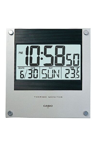 Casio Square Shaped Digital Wall Clock Silver/Black/Grey
