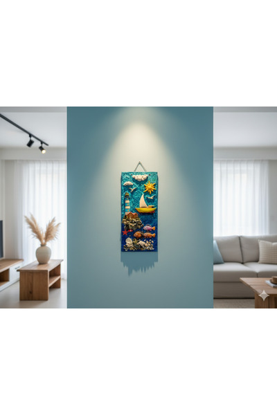 DNC Art&Deco Dikey Epoksi Reçine 3D Gerçekçi Deniz ve Yelkenli Gemi Tablosu 4...