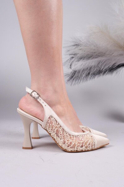 Birikon Castelar Tulle Satin Paneled Stiletto Ten