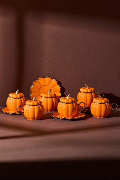 Perotti Balkabak 6 Kişilik Porselen Kahve Fincanı 10x7.2x7.3 cm