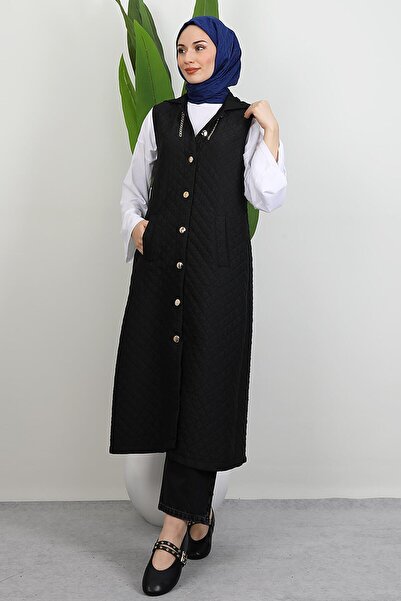 GİYZAMİLA Γιλέκο με χρυσή λεπτομέρεια μαύρο