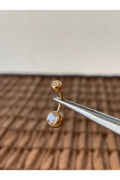 Rupen Kraft Yüksek Kalite G23 Titanium Parlak Top Taşlı Titanyum Göbek Pierci...