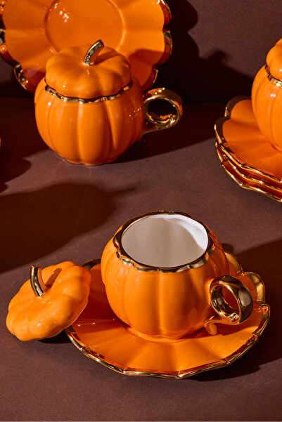 Perotti Balkabak 6 Kişilik Porselen Kahve Fincanı 10x7.2x7.3 cm