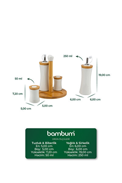 Bambum Fiago Bamboo Stand Oil Bottle Vinegar Bottle Salt and Pepper Shakers