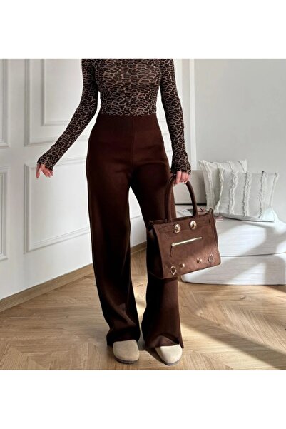 Vaniza High Waist Wide Leg Knitwear Trousers