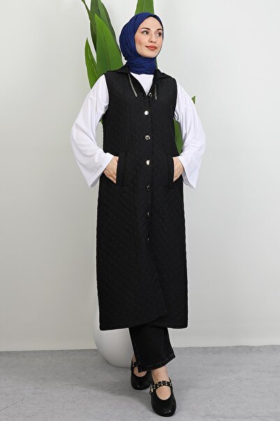 GİYZAMİLA Γιλέκο με χρυσή λεπτομέρεια μαύρο