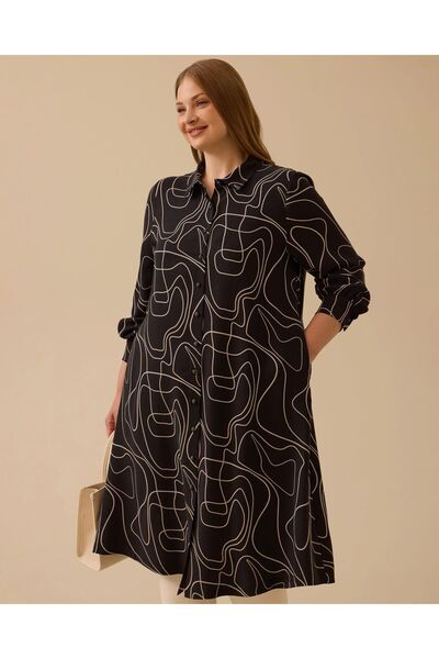 SEÇİL Büyük Beden Desenli Uzun Tunik