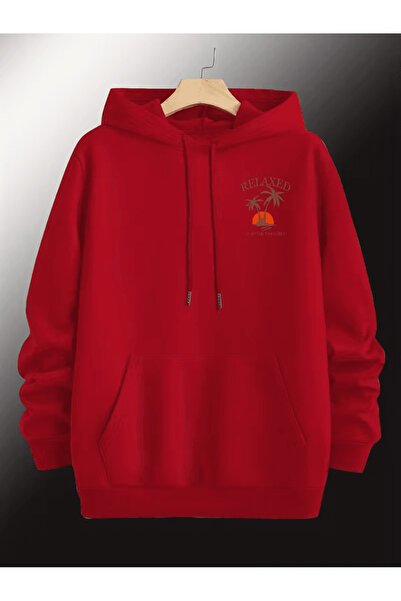 ORVIO Group Summer Palm Printed Oversized Men's Hoodie