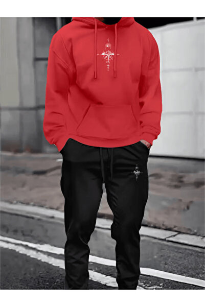 ORVIO Group Oversized Men's Hoodie Set with Astrological Symbol Pattern