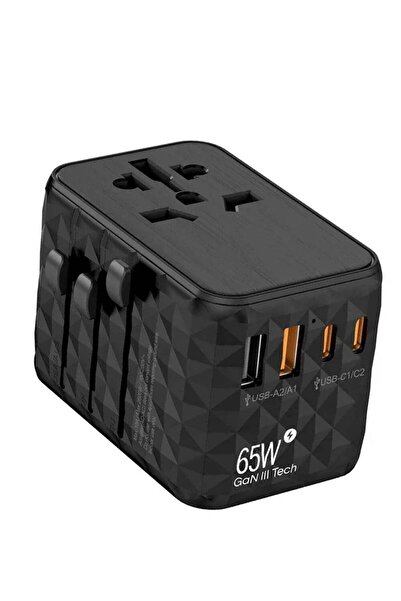Milano MpBlberri BLB-T112 2500W Universal Travel Adapter (AUS/CN, EU, USA, UK) - Black
