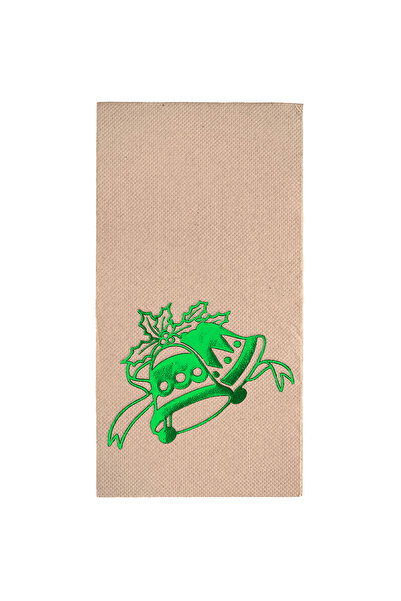 Story مناديل ورقية ملونة من ورق الكرافت مقاس 40 × 40 سم، مزينة بنمط أجراس رأس...