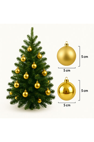 Yılbaşı Ağacı Top Süsleri, 5 cm 6 adet, Parlak Mat Toplar