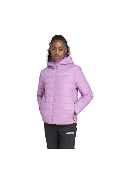 adidas Essentials Mountain Trail Puffer Women's Purple Hooded Coat