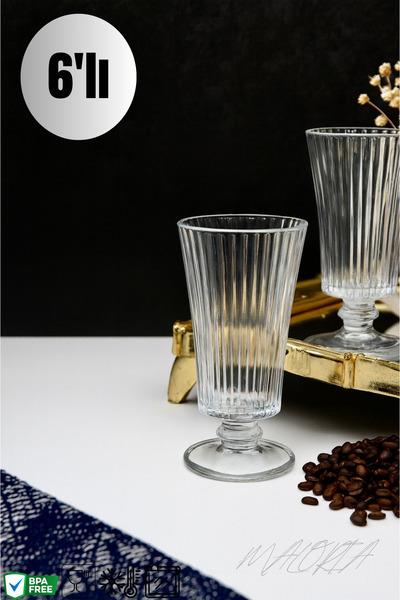 Maloria Çizgili Kahve Yanı Bardağı | 130ml - 6'lı