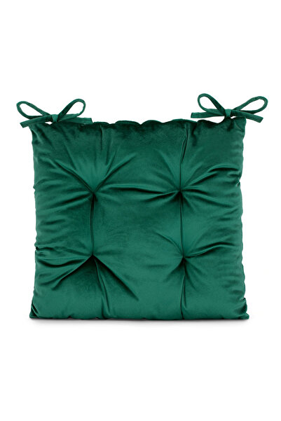 Amelia Home Velvet quilted chair cushion with cords, 210 g/m2, Aleksa, 40x40 cm, green