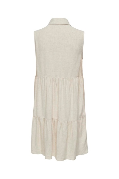 ONLY Onlsiesta S/L Linen Bl Shirt Dress Pnt Women's Beige Dress - 15322271