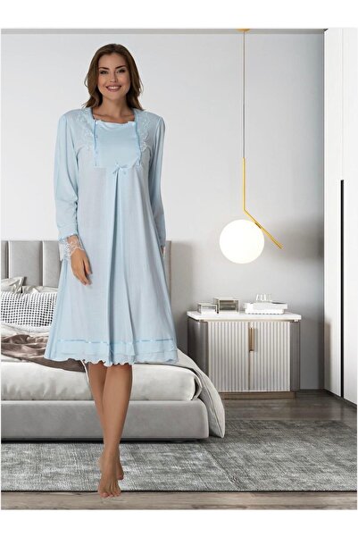 Lohusa Homewear Cămașă de noapte pentru maternitate și postpartum, albastră, ...