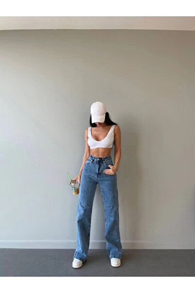 kleshus بنطلون نسائي من Cnr Miya بخصر عالٍ أرجل واسعة فضفاض وواسع ومريح قماش ...