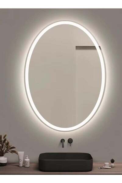 Taimi Oval bathroom mirror with LED backlight and touch control 90 x 70 cm