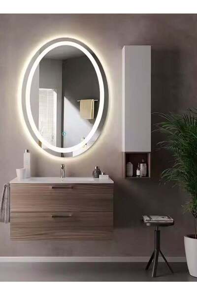 Taimi Oval bathroom mirror with LED backlight and touch control 90 x 70 cm