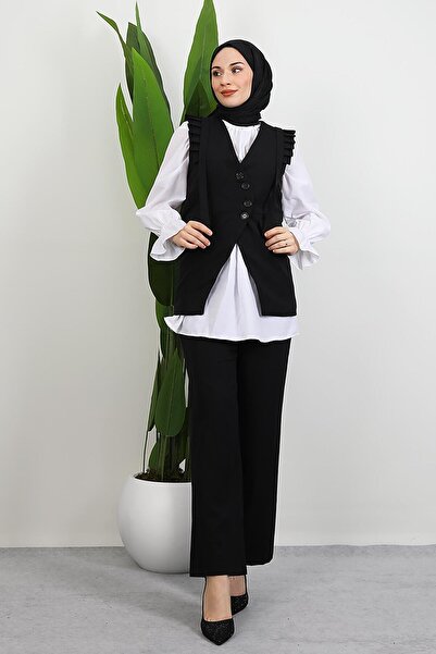 GİYZAMİLA Devin Ruffle Detail Suit Black