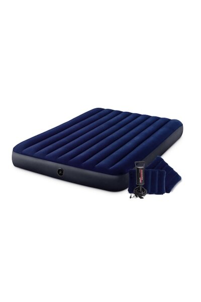 B&Q Double Inflatable Camping Mattress Set, 2-person, 203 x 152 x 25 cm, blue