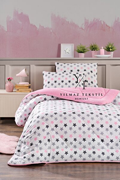 ChicMaison Односпальне пухнасте ковдру Рожева зірка | БЕЗ ПРОСТИРАДЛА