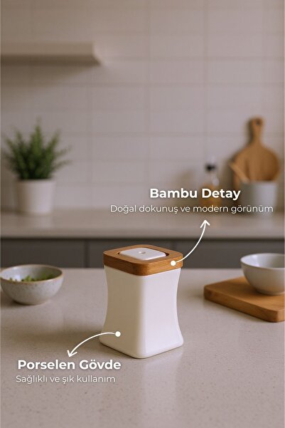 Bambum Shaggy Bamboo Stand Oil and Vinegar Cruet Set with Salt and Pepper Shakers