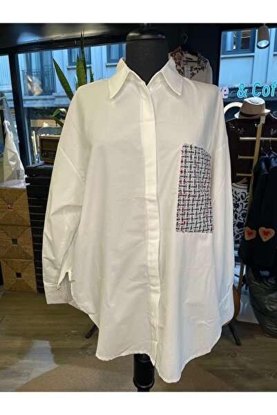 By-esq Women's Stone Embroidered Long Sleeve Cotton Embroidered Shirt