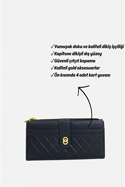 Mazel Design 659 Genuine Leather Quilted Pattern Imported Wallet - Stylish Women's Wallet with Zipper and Card Holder