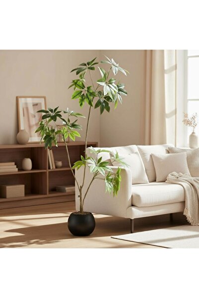 Casco نبتة صناعية من الشيفليرا بارتفاع 200 سم مع أصيص دائري أنيق