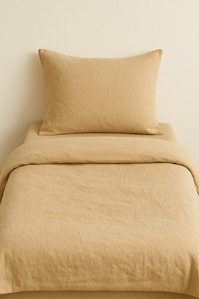 By Masuaa 100% Cotton Beige Akfil Fabric Single Duvet Cover Set