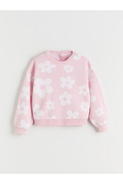 LC Waikiki Rmz Gi̇yi̇m Farki̇yla Flower Embroidered Girls' Knitwear Sweater