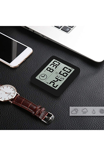 MRG Mini Weather Station M-364, For Indoors, Thermometer, Hygrometer, Black