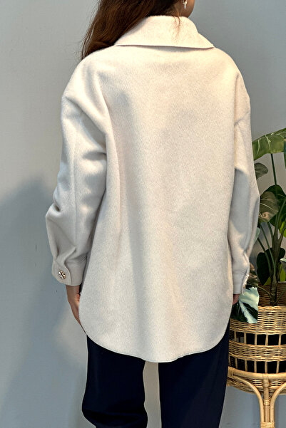 Lale Butik Pocket and Button Detailed Jacket 35851 Ecru