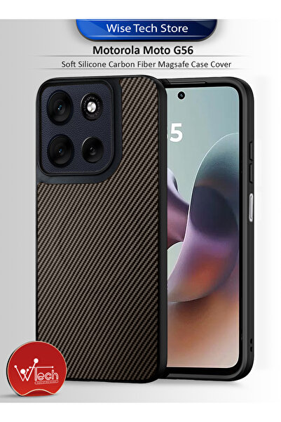 Wtech Motorola Moto G56 5G 2025 Soft Silicone Carbon Fiber Magsafe Protective Back Case Cover