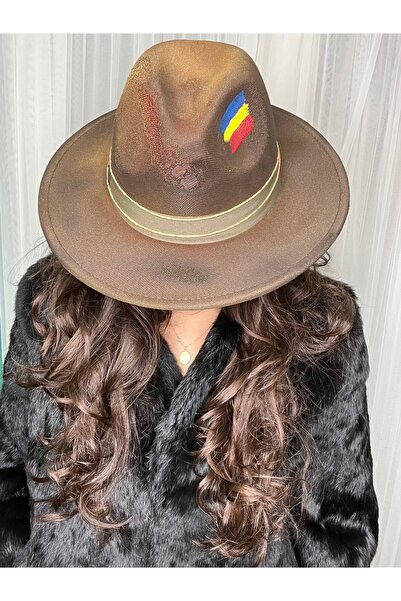 laviyonsa Romania Flag Detailed Design Stamp Fedora Hat