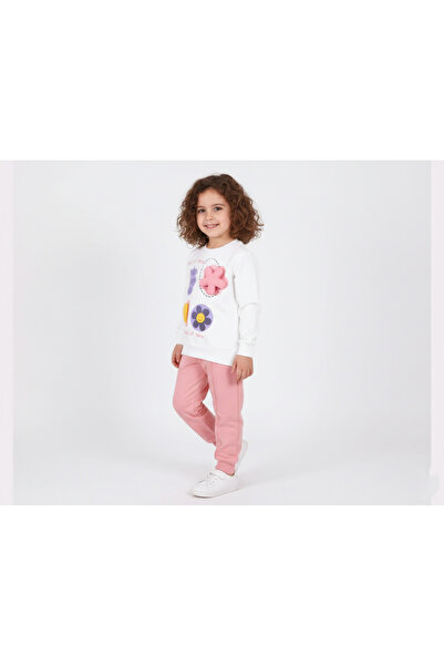 CloudStone Baby Girl 3D Flower Applique Detailed Cotton Long Sleeve Bottom To...