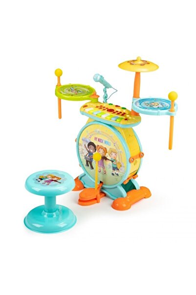 IMK Children's drum set with stool, microphone and organ, MP3 and LEDs, 66 x 32 x 37 cm