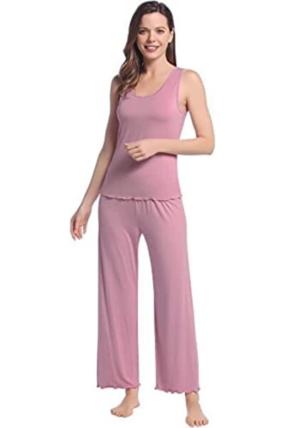 OEM Joyaria Women's Soft Bamboo Sleeveless T-Shirt and Long Pajama Pants Set