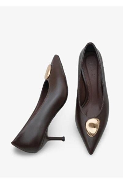 Park Moda İnce Kısa Topuk Sivri Burun Tokalı Şık Stiletto Ayakkabı