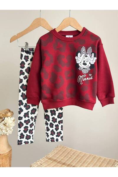 Elidabutik Minni Leopard Heart Detail Bordo Suit