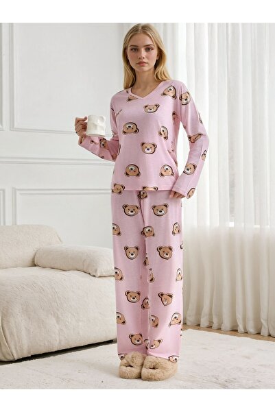 CARLA MARA Sweet Teddy Pink Supreme Pajama Set