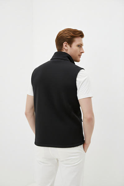 Kozik Men's Black Vest Sleeveless 3 Pockets Men's Fleece Casual Standard Comfortable Zippered Fleece Vest Men