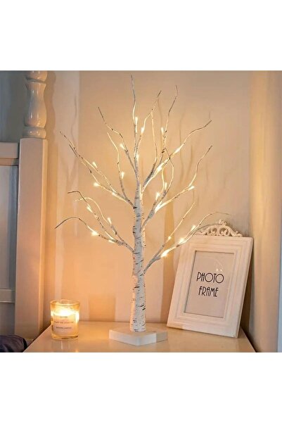 Kardett Mesteacăn decorativ 60 cm cu 24 LED-uri alb cald, lampă USB și baterii, brad luminos