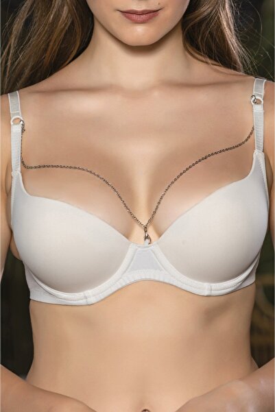 Veille V-Neck Chain Half Support Bra, Shaping Everyday Elegance, Half Padded Push up Bra