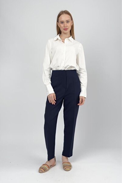 Betimoda Women's High-Waisted Stretchy/ Stretch Fabric Fabric Carrot Cut Pencil Pants Navy Blue