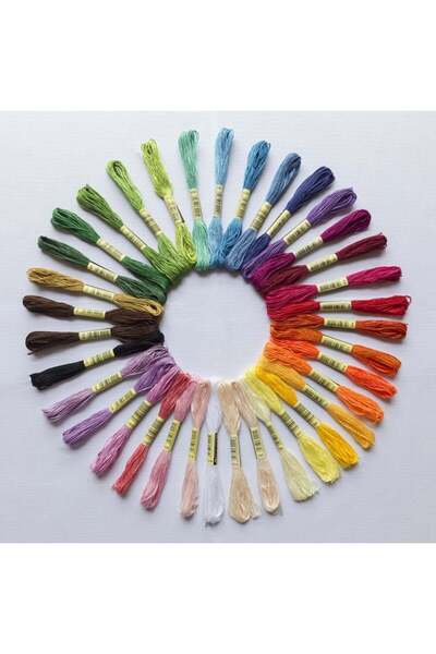TıkTık AL Muline Ip Kanaviçe Nakış Ipi 50 Farklı Renk Set 7,5 Mt