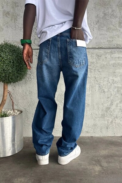 MADZEYMODA Men's Relax Baggy Blue Denim Jean Trousers Ke-942